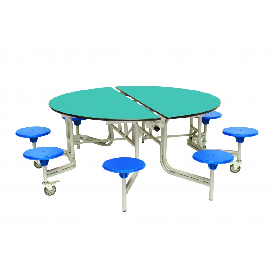 Round Mobile Folding Dining Table with 8 Seats